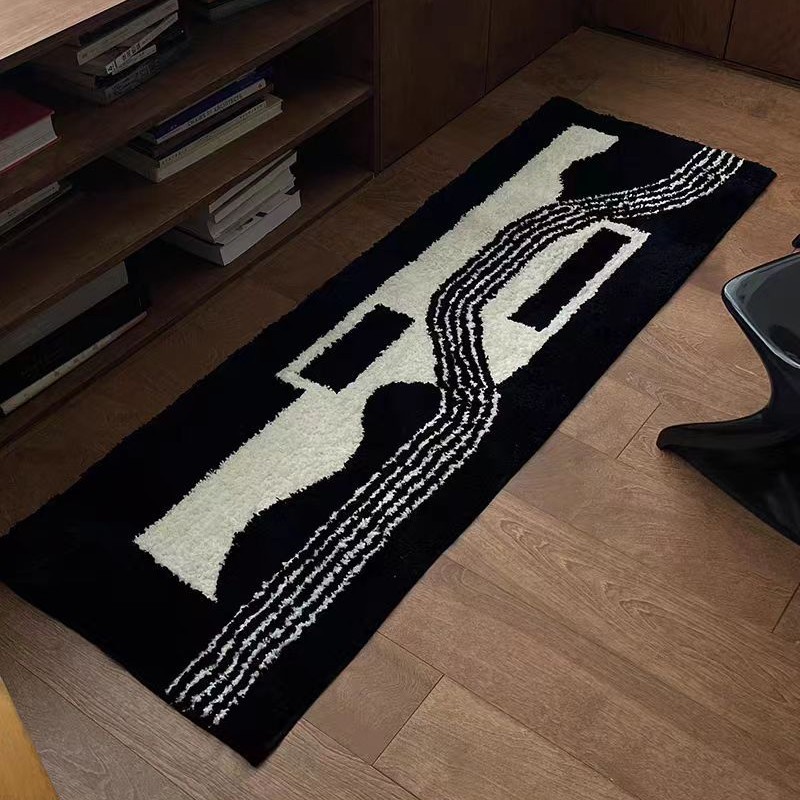 Modern Simple Middle Ancient Living Room Long Velvet Carpet Shaped Tufted Floor Mat Encrypted Folding Woven Anti-Slip Bottom Bedside Blanket