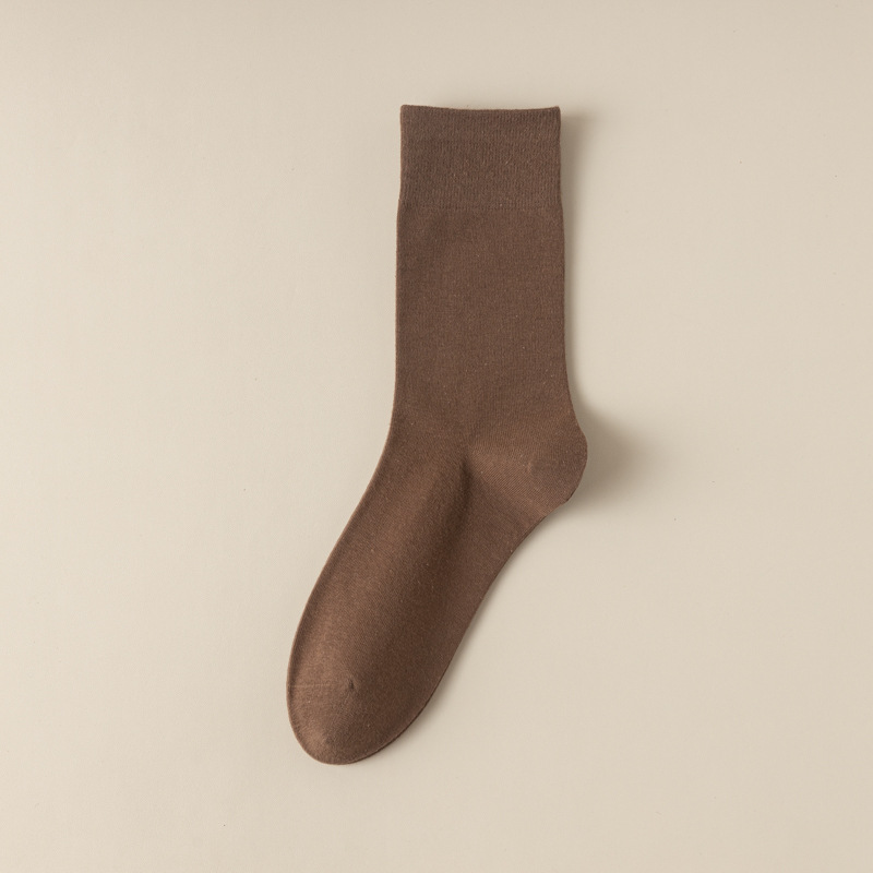 Picture of Socks Women's Mid-Calf Ins Trendy Versatile Confinement Socks Pure Color Autumn and Winter Retro Style Pile Socks White Socks Long Socks
