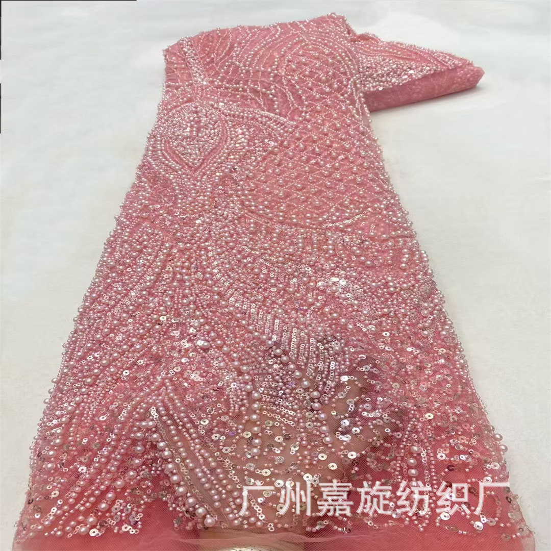European Style Palace Style Bubble Bead Sequin Embroidered Wedding Dress Dinner Dress Fashion Bead Tube Lace Fabric wedding Lace