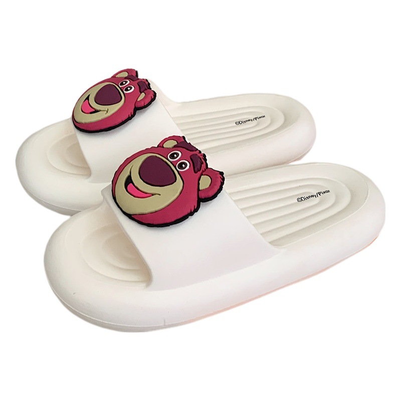 Girl's heart cute strawberry bear slippers summer women's fashion home indoor comfortable thick-soled bathroom slippers