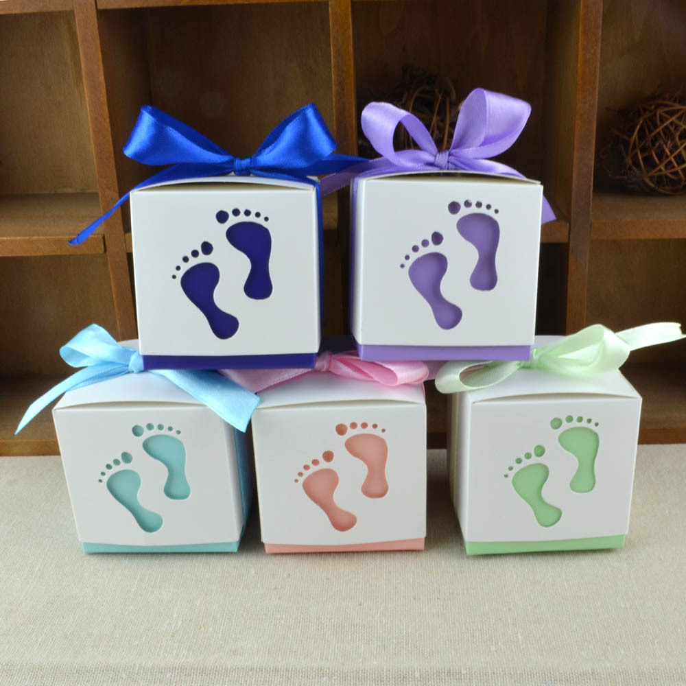 Creative Wedding Candy Box European Style Baby Footprints Wedding Candy Packaging Cut Out Candy Box Party Wedding Candy Gift Box Foot Candy Box