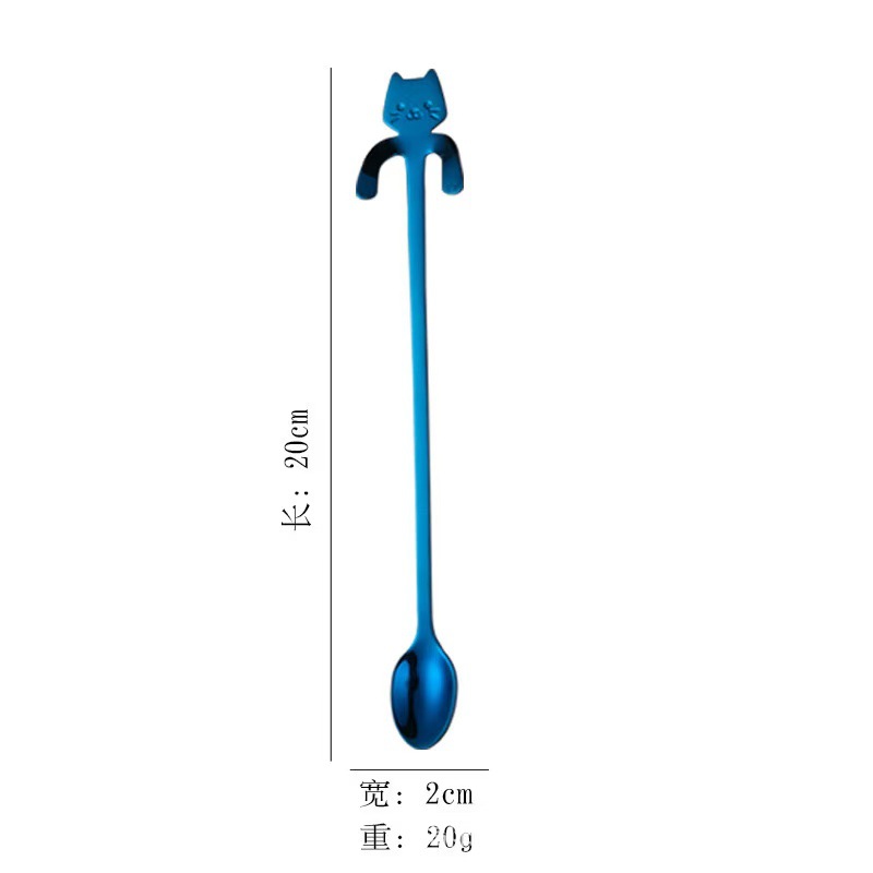 Picture of 304 stainless steel cat spoon creative cartoon hanging side spoon cute coffee spoon gold plated mixing spoon plus logo