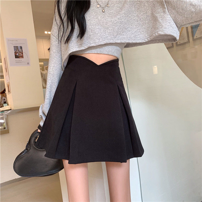 Picture of Women's Skirt 2022 Summer Anti-slip Short Skirt High Waist Large Size Slimming Pleated A- line Skirt Black Hip Skirt