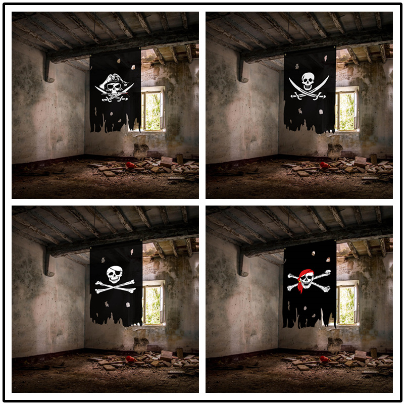 Amazon Supply Halloween Pirate Flag Hole Skull Flag 90x 150cm Vertical Edition Hole