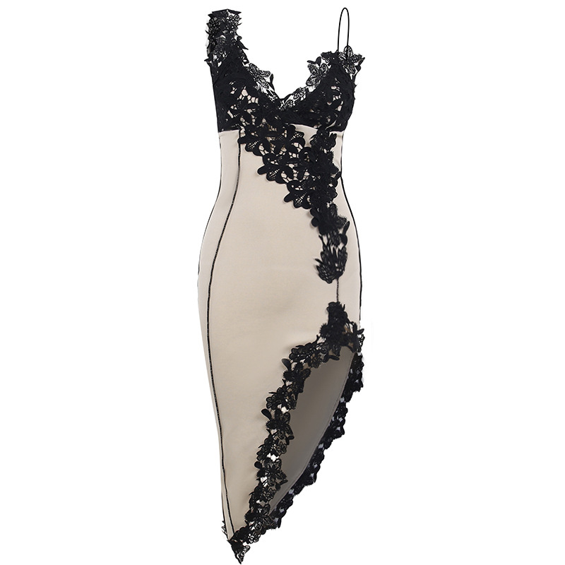 Picture of JY22618 European and American Sexy Deep V Strap Dress Slim Fit Chest Showback Party Spice Girl Elegant Hip Skirt