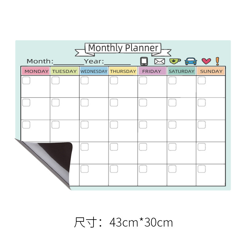 Picture of in stock Whiteboard Erasable Calendar Post suit Weekly Schedule Custom Movable Magnetic Message Board Refrigerator Sticker