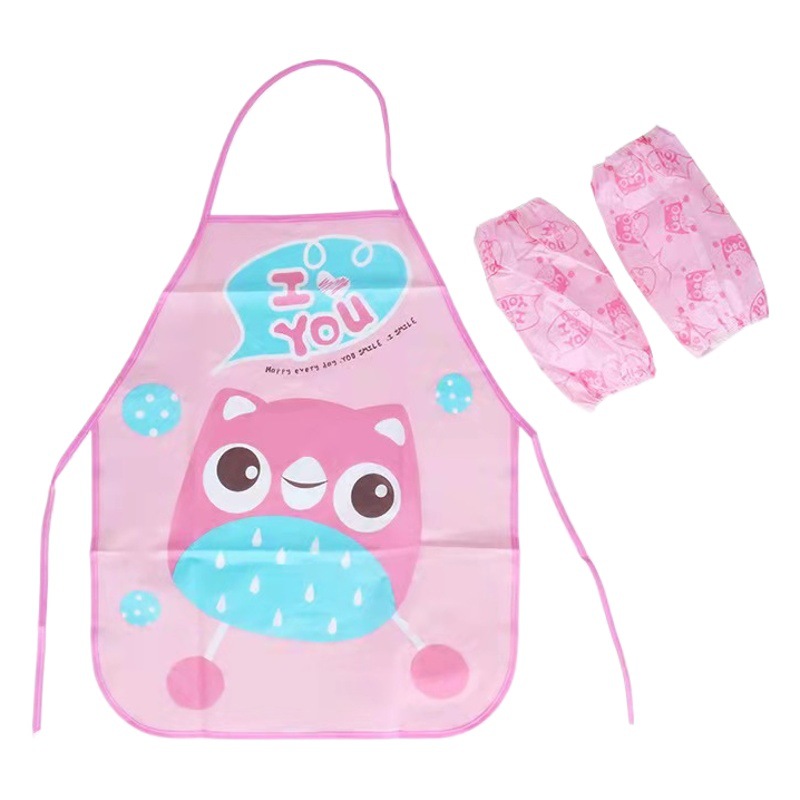 Children's cute cartoon apron suit waterproof antifouling children's painting clothes children's early education art painting supplies