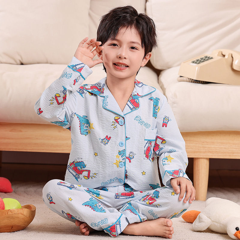 Picture of 2024 New Girls' Pajamas Long Sleeve Cloud Cotton Spring and Autumn Children's Home Clothes suit Big Kids Girls Can Wear Outer