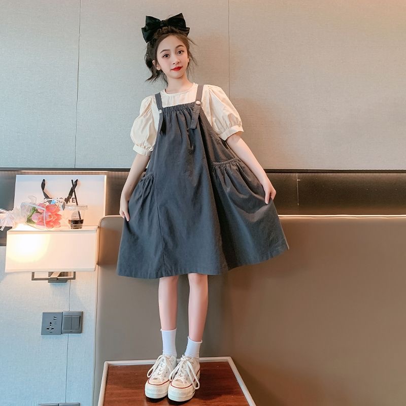 Girls' dress Summer 2024 New Summer Western Style Children's Princess Dress Women's Large Children's Strand Dress Two-piece Set