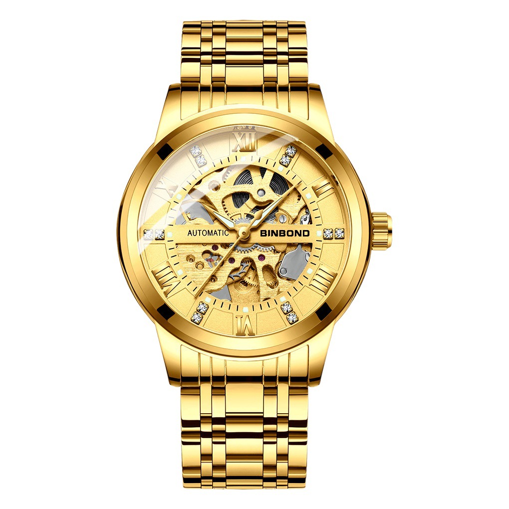 binbond Brand Men's Fashion Watch Fashion Automatic Mechanical Watch Hollow Watch Waterproof E-Commerce Men's Watch