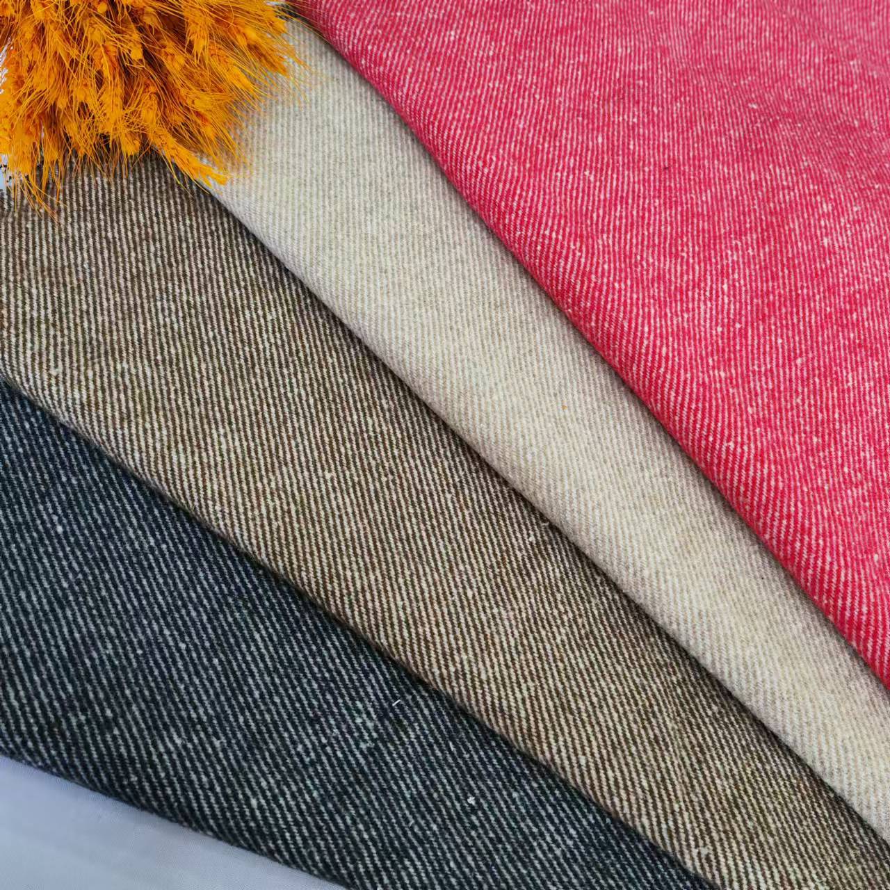 Shaoxing Factory in stock Autumn and Winter Wool Twill Clothes Fashion Shoes Hats Bags Slub Twill Fabric