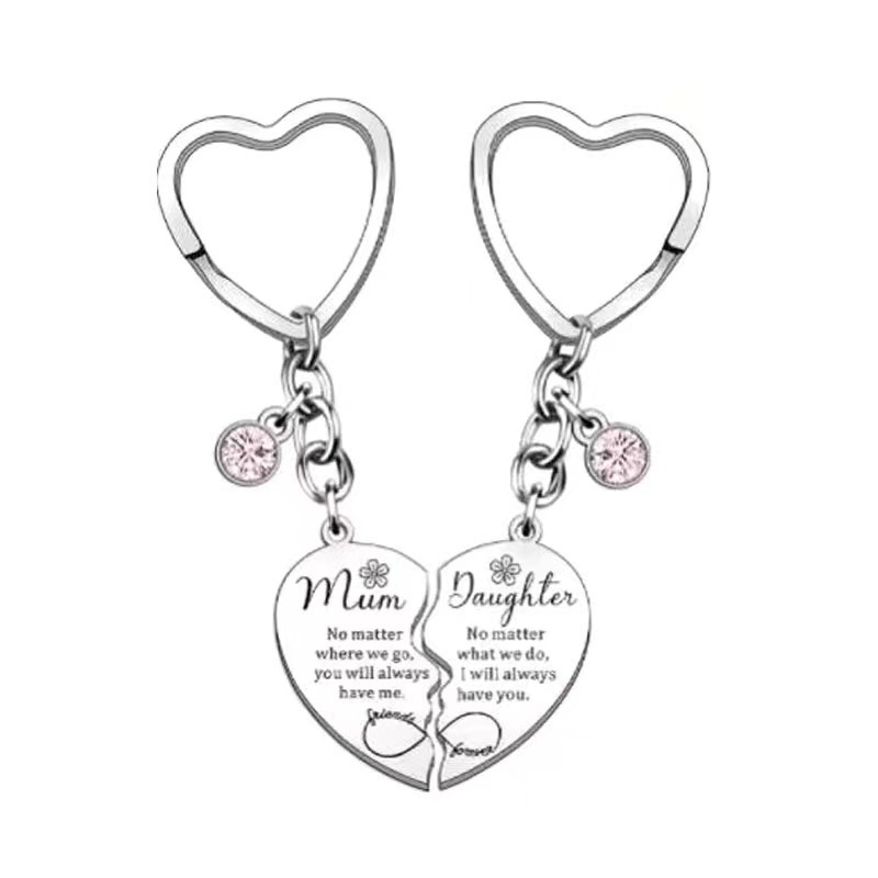 Picture of Mother's Day Love Keychain New SHORT BEST FRI Pendant Stainless Steel Spelling Heart Couple Necklace Gift