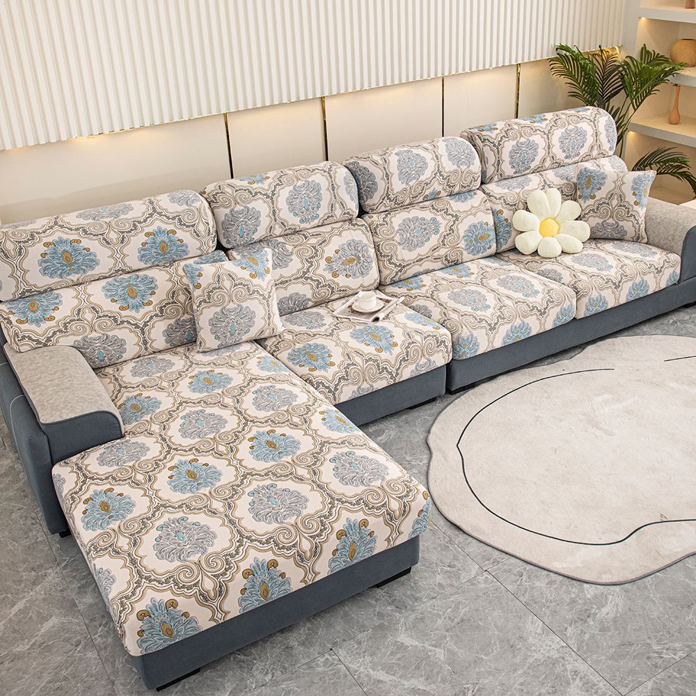Sofa Cover All-inclusive Milk Silk Printing Four Seasons Elastic Sofa Cushion Leather Sofa Towel Single Full Cover Combination Universal