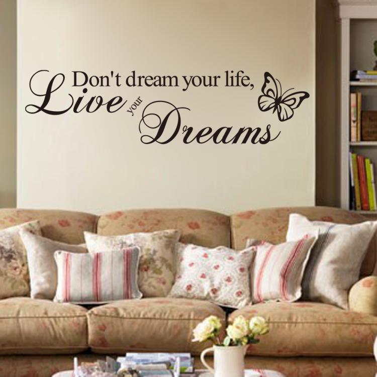 Live Dream English proverbs carved creative fashion wall stickers decorative wall stickers factory wholesale ZY8142
