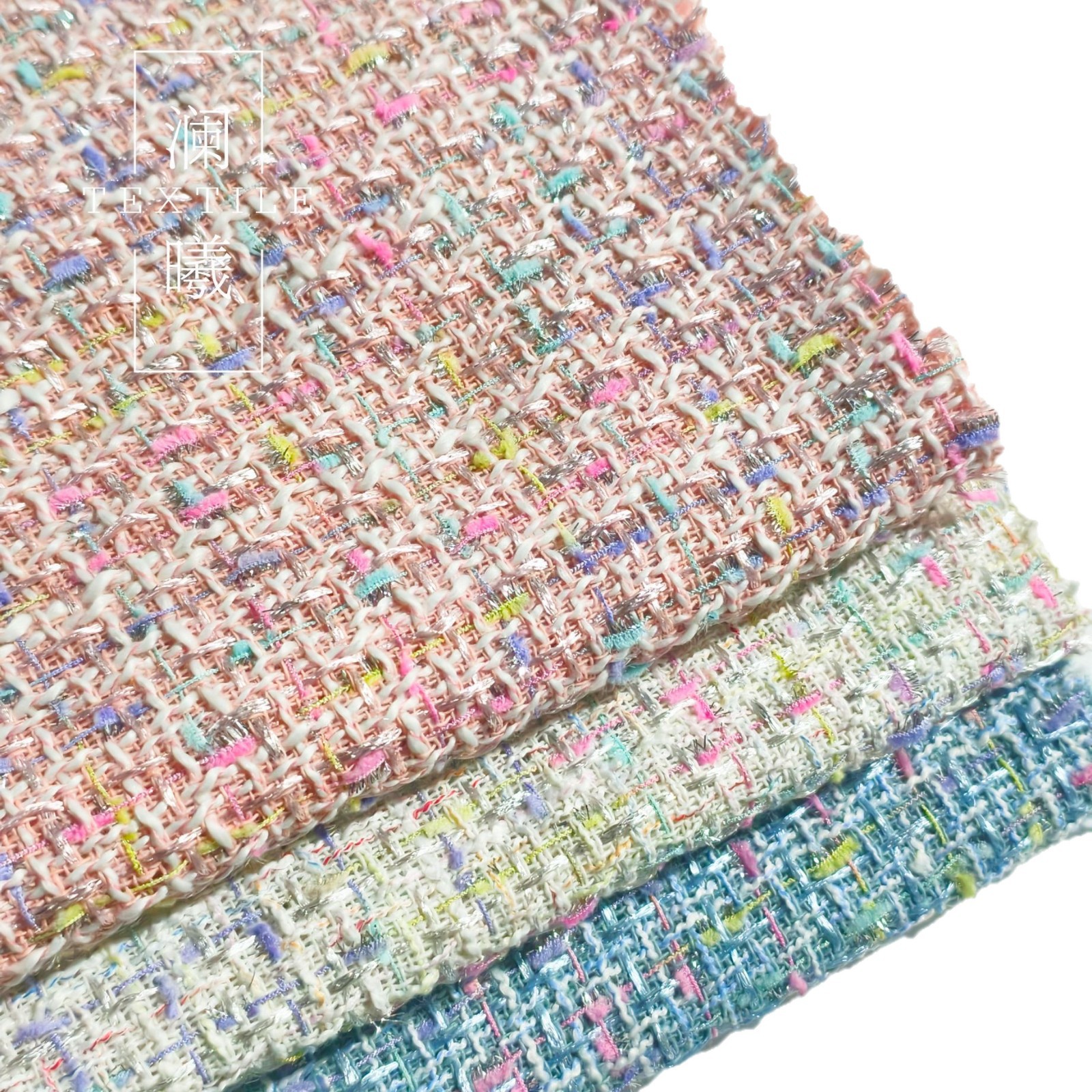 Picture of Classic Chanel-Style Women's Fabric, Taro Pattern DIY Bag, Skirt, Coat Set, Woven Bag Fabric, Tweed