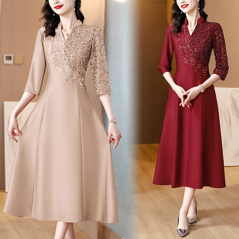 Xi Mother-in-law Toasts Wedding Dress 2024 Summer New Style Mother Dress Fashion Elegant Embroidered dress