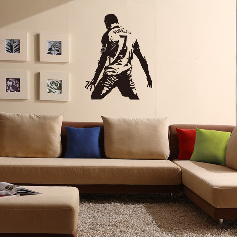 Picture of Football Action Silhouette Carved Wall Stickers Student Dormitory Bedroom Decorative Wall Stickers Wholesale