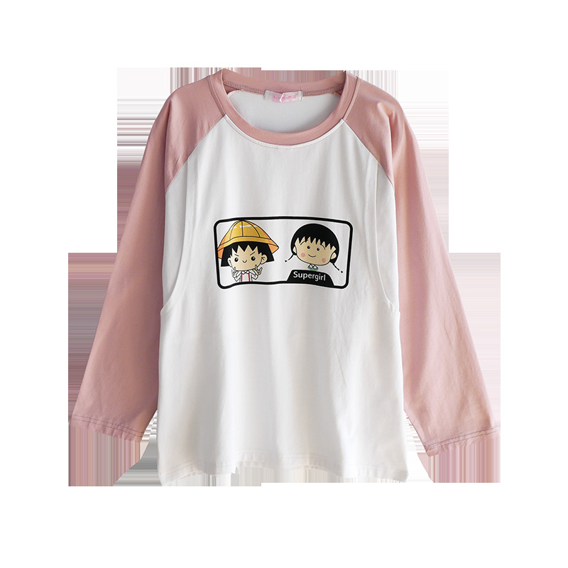 Picture of Breastfeeding Top T-Shirt Hot Mom Style Pure Cotton Outer Wear Spring and Autumn Pregnant Women's Long Sleeve Breastfeeding Moon Dress Women's Large Size