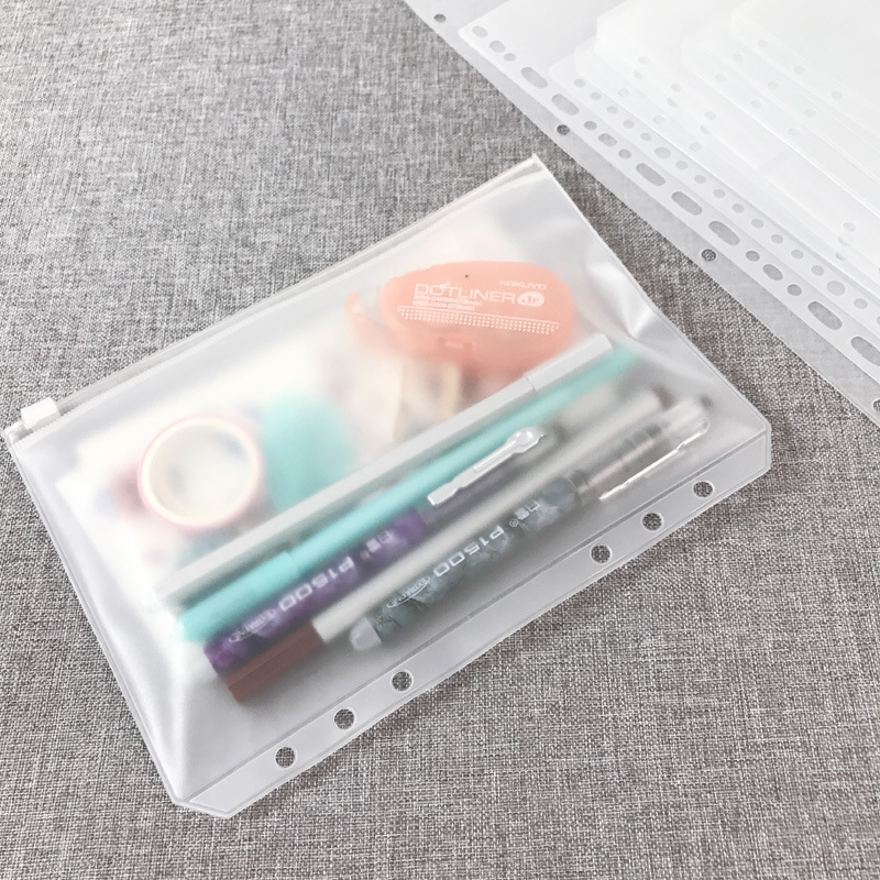 Picture of A5A6A7B5A4 book 6-hole loose-leaf notebook zipper bag bill Hand Book PVC storage bag clip chain pencil case