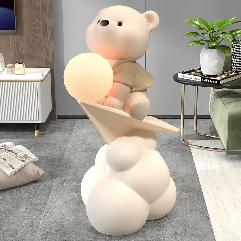 Picture of Creative Bear Moving Gift Large Floor-Standing Ornaments Living Room Tv Cabinet Next to the Sofa Accessible Luxury Home Decorations