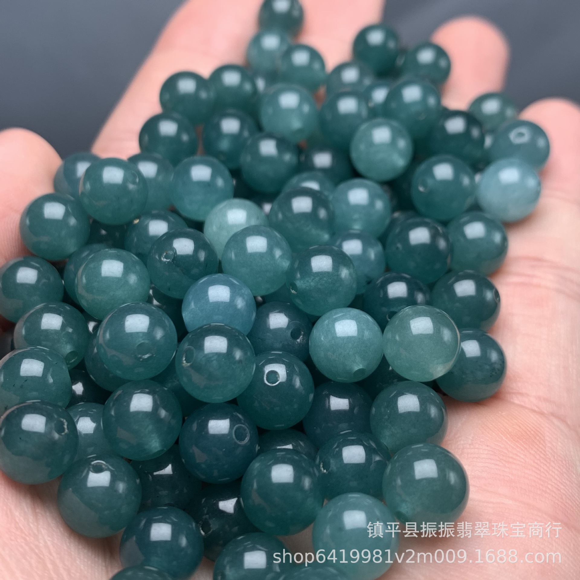 Picture of High ice jade blue water color 8mm round beads wholesale diy jade jewelry bracelet necklace loose beads jade beads bracelet