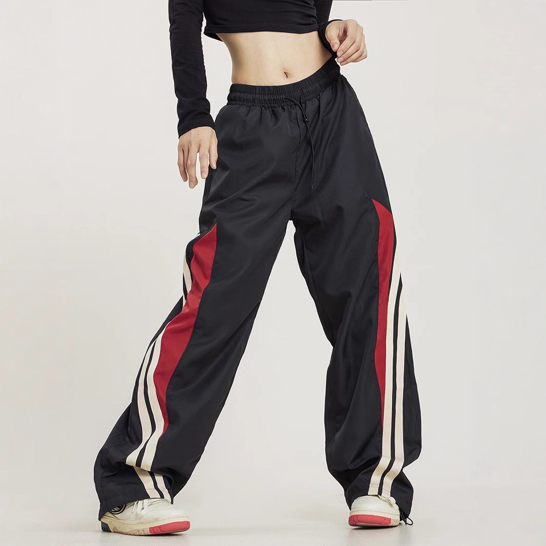 American Y2K Harajuku Retro Street Pants Staggered Waist Stitching Jogging Pants High Waist Loose Wide Leg Pants