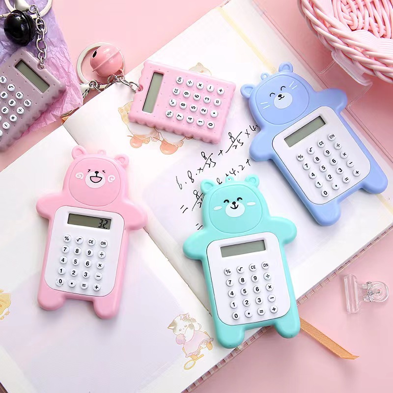 Bear Calculator Cute Cartoon Creative Mini Card Calculator Portable Student Handheld Computer Keychain