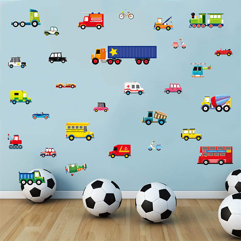 Picture of Cartoon Toy Car Wall Stickers Transportation Children's Room Bedroom Wall Background Decorative Stickers PVC Wall Decorative Stickers