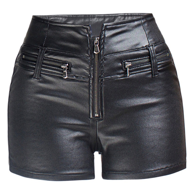European and American Export Casual Leather Shorts for Women Wholesale 2025 Spring and Autum New Pu Leather Pants Women's Casual Short Pants
