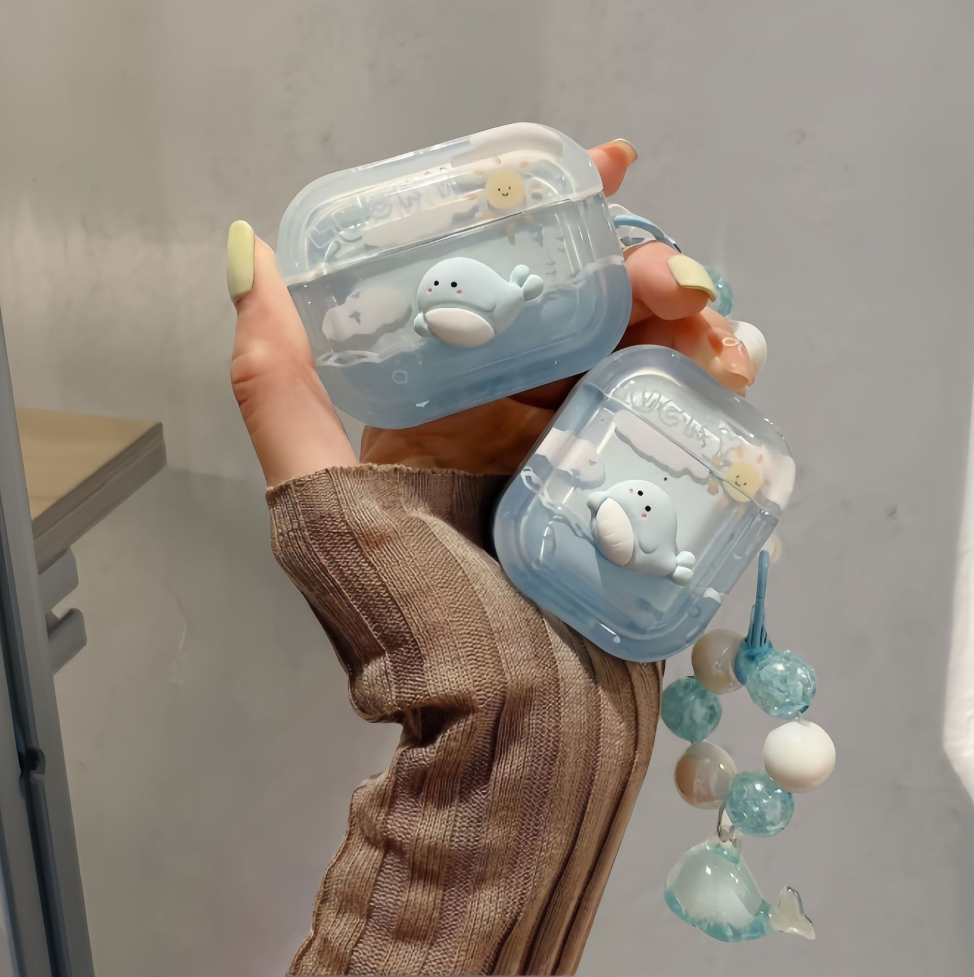 Picture of Gradient blue koi goldfish for airpods4 generation soft shell protective case wireless bluetooth Pro2 cartoon shell