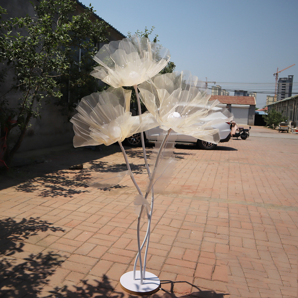 Picture of Mesh flower set of new artificial flower poppy flower outdoor wedding party decoration window decoration shooting props