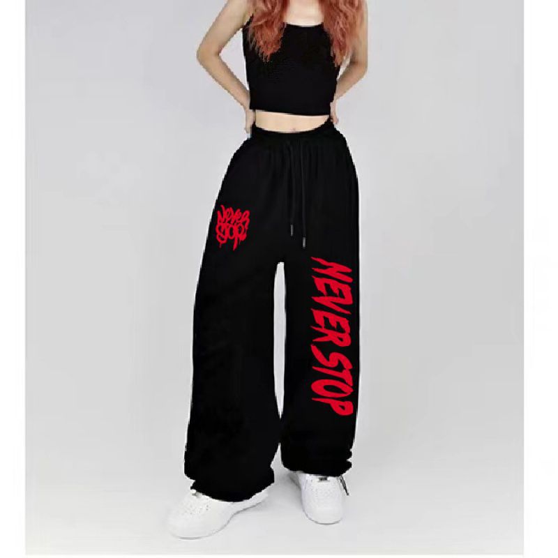 Cross-border cross-border AliExpress high waist drawstring loose European and American hot girls jazz dance hiphop trend