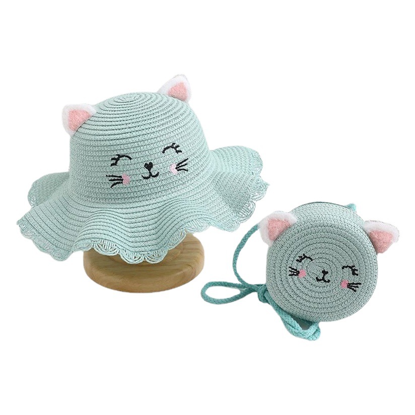Sunshade Hat Girls New Summer Straw Hat Bag Set Sunscreen Sun Hat Summer Children Princess Baby Baby Hat