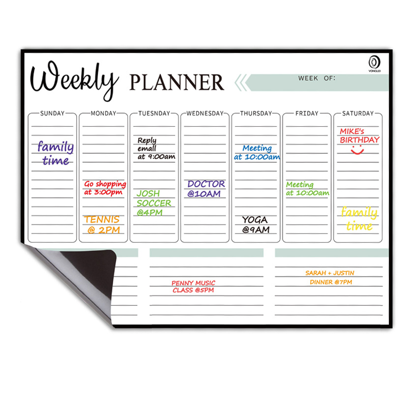 Picture of in stock Whiteboard Erasable Calendar Post suit Weekly Schedule Custom Movable Magnetic Message Board Refrigerator Sticker