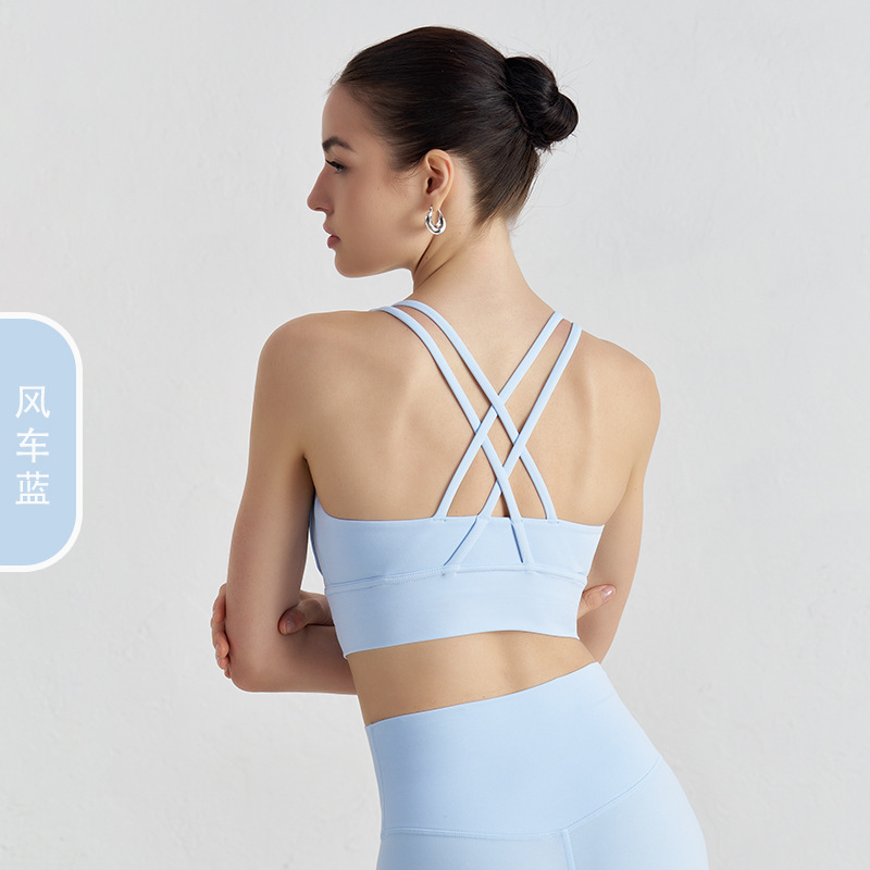 Picture of 2022 new double-sided brushed cross back sports underwear shockproof push up yoga sports bra fitness vest