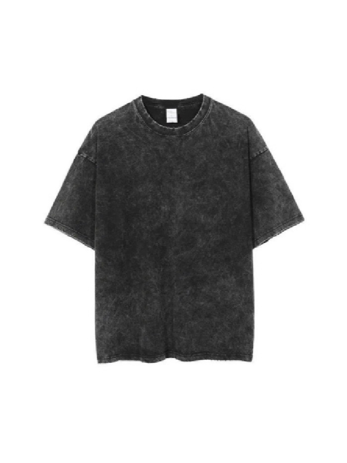 2025 New Summer Style 230g Pure Cotton Washed Old Light Version Pure Color Short-Sleeved T-Shirt Blank Version