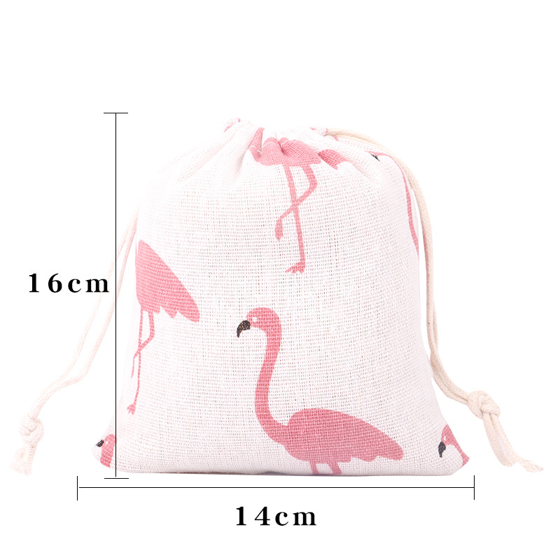 Picture of Printed cotton drawstring bag small bag home travel sundries storage bag Christmas gift packaging bag in stock