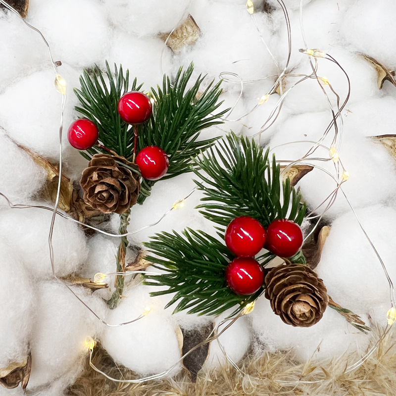 Picture of Christmas decoration simulation Christmas tree red pine cone pendant DIY packaging gift box decoration accessories Christmas pine needles