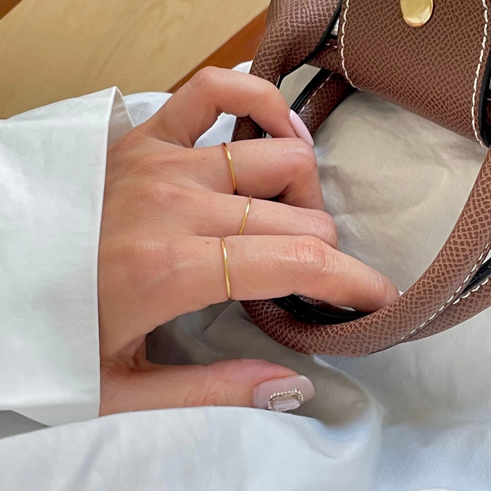 Picture of Exquisite plain Ring Versatile Ring Women's French Style Retro Niche Stacked S925 Silver Ring Internet Celebrated Aperture Finger Ring Fashion