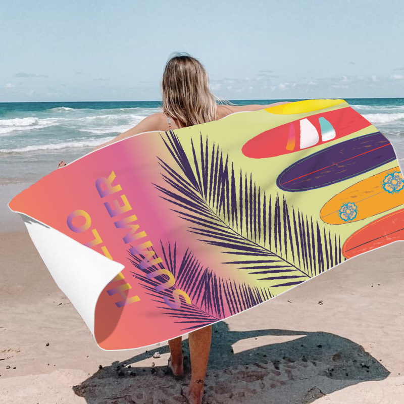 Picture of New Cross-Border Amazon European and American Double-Sided Velvet Quick-Drying Bath Towel Customizable Printed Towel Beach Swimming Beach Towel