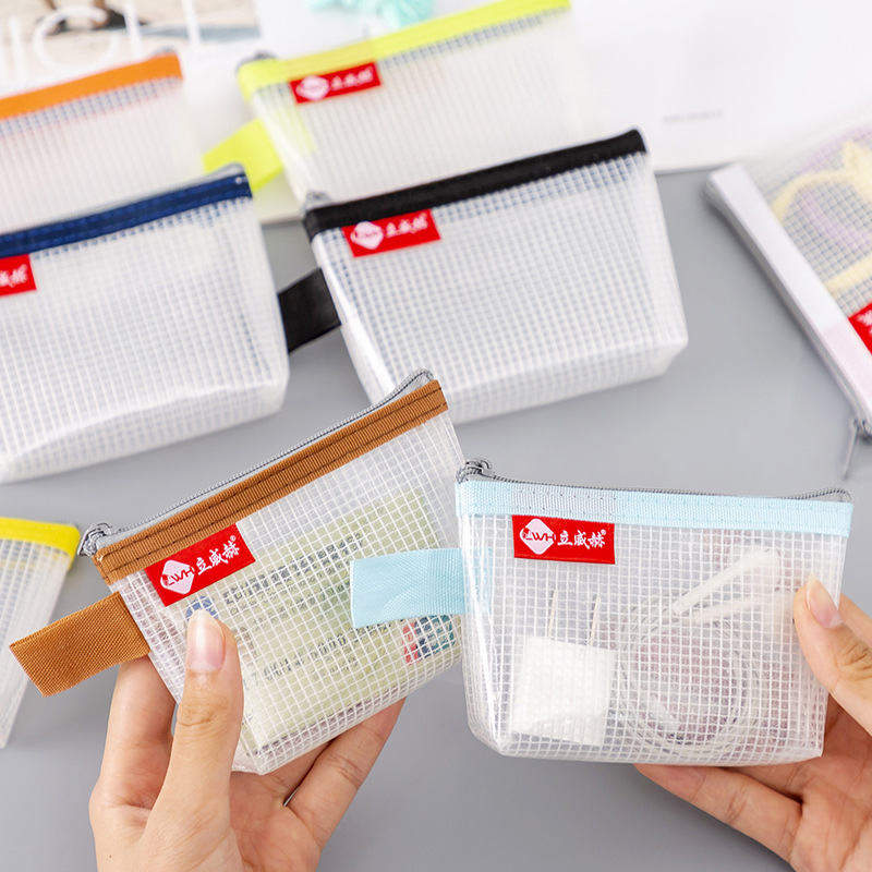 Waterproof Triangle Grid Zipper Bag Small Object Storage Coin Coin Bag Card Bag Bank Card Storage Bag