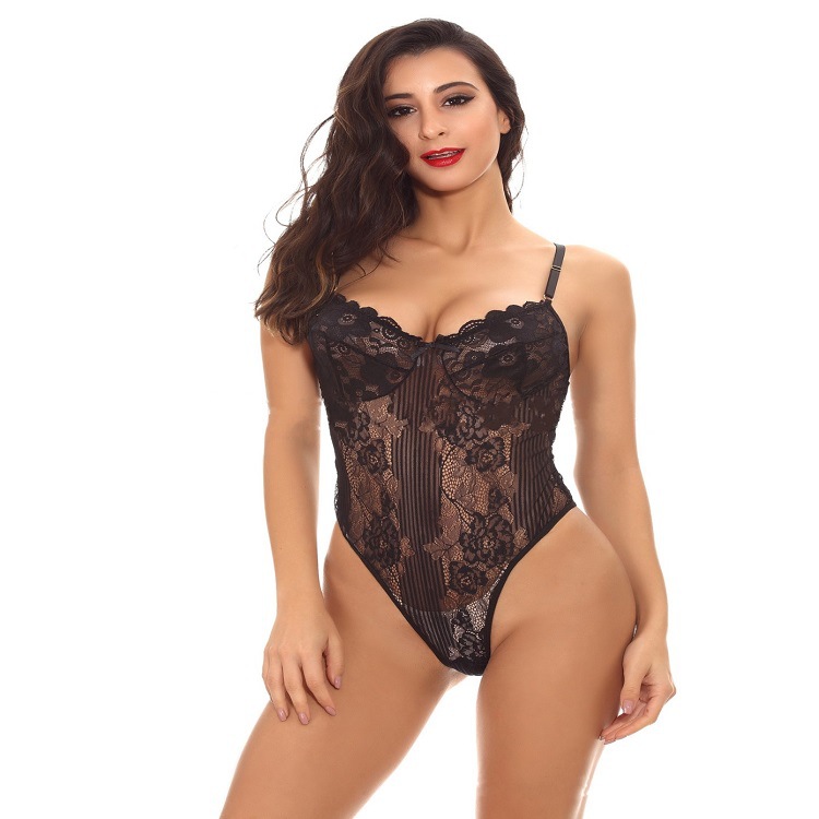 European and American foreign trade underwear conjoined perspective pajamas lace charm suspenders sexy fun home clothes cross-border wholesale