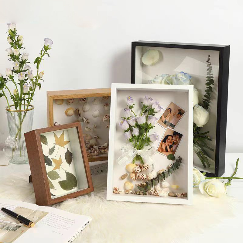 Dried Flower Photo Frame High-End Wooden Photo Frame Table Hollow Stereo Photo Frame Acrylic Photo Frame 8 Inches 7inch 6inch Photo