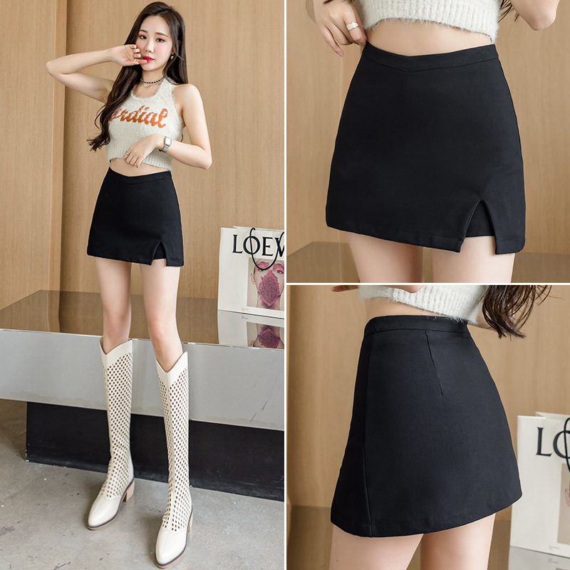 Picture of 2022 Summer New Arrival Irregular Split Hip One-Step Skirt High Waist A- Line Black Hot Girl Skirt for Women