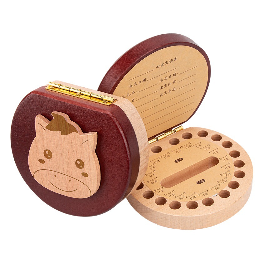 Baby Teeth Storage Box Children's Baby Teeth Commemorative Box Girl Baby Teeth Collection Fetal Hair Preservation Wooden Box Boy