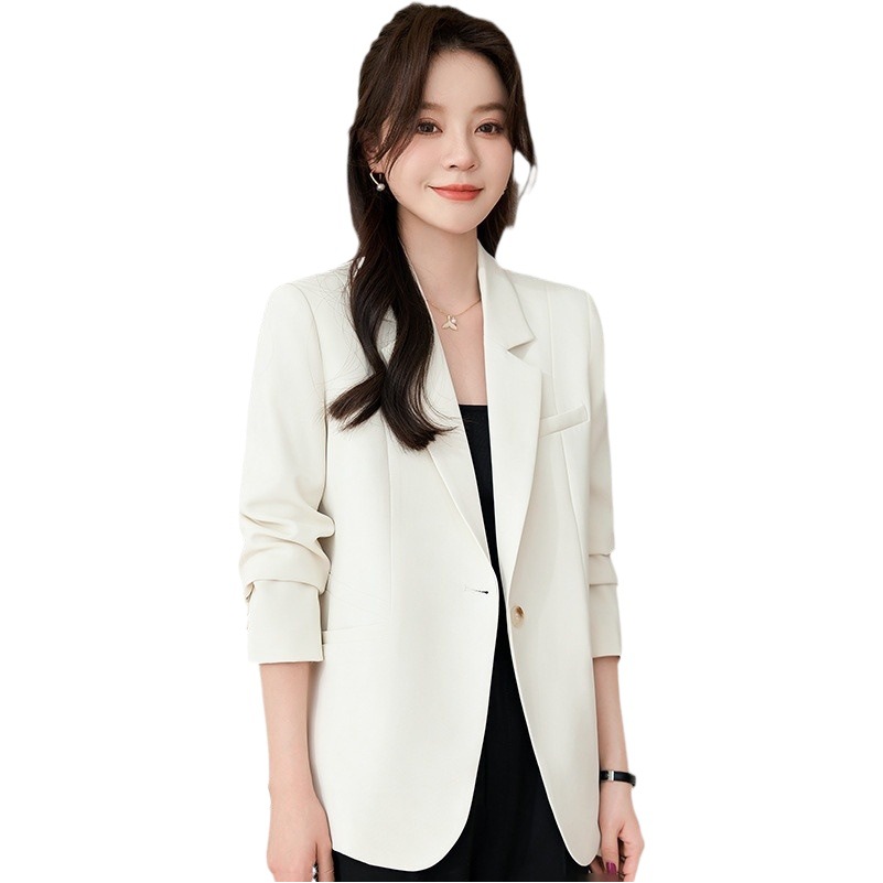 Picture of White suit jacket for women 2024 spring new small loose casual temperament high-grade small suit spring and summer
