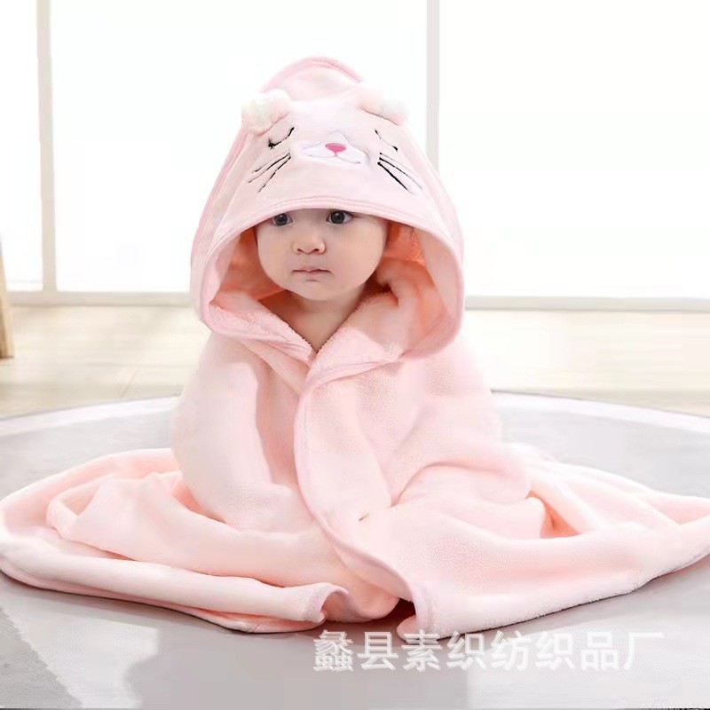 Picture of Cartoon Baby's Cloak Mother and Baby's Bag Coral Fleece Soft Bath Hooded Baby's Hold for Cross-border