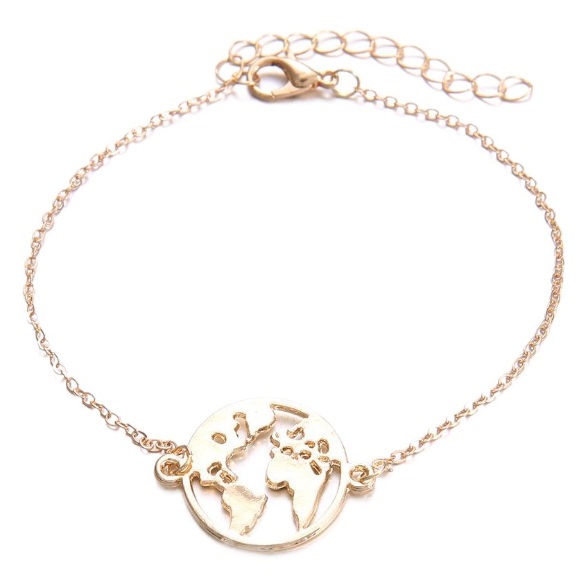 European and American Bohemian Aircraft Map Charm Bracelet 3-piece Set Women's Multi-layer Gold Chain Link Bracelet Gift Wholesale