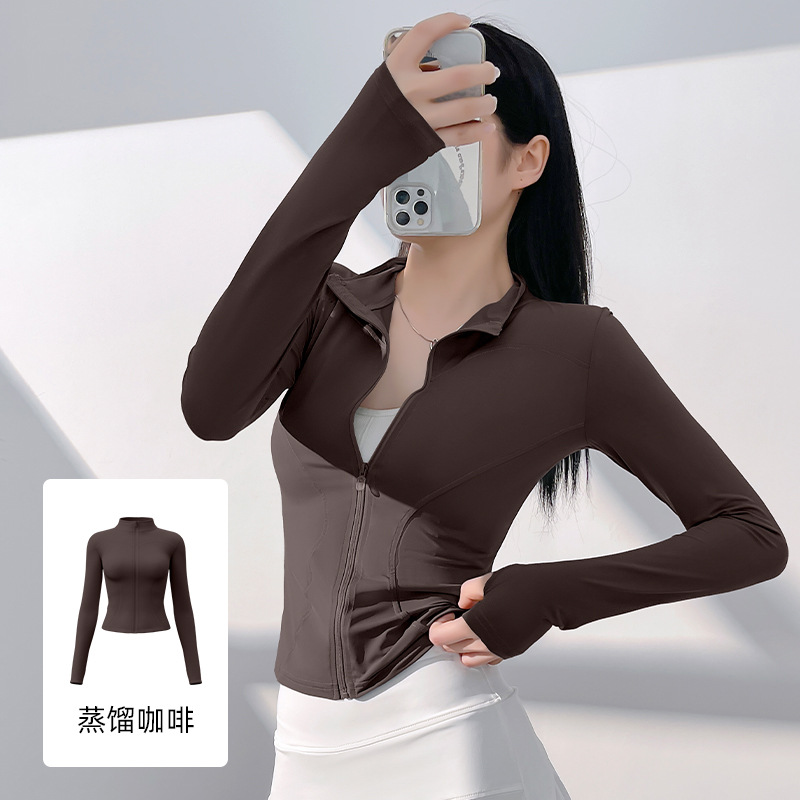 Picture of Juyitang Slim-Fitting Yoga Wear for Outerwear, Slim-Fitting Yoga Wear with Stand Collar, Fitness Running Yoga Sports Jacket for Women