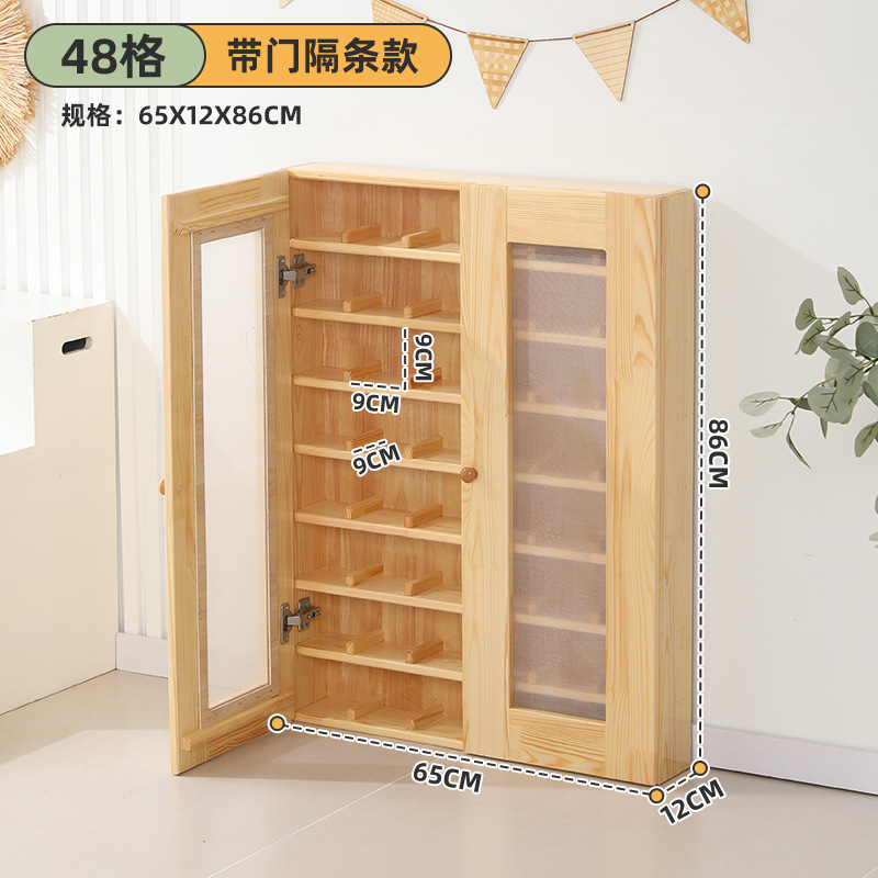 Picture of Manufacturer Supplies Kindergarten Cup Holder Solid Wood Cup Holder Children's Water Cup Holder Storage Rack with Door Wall Hanging